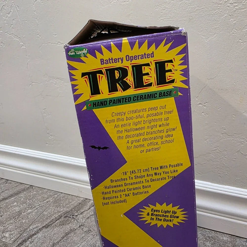 VTG Fun World Light Up Halloween Ceramic Haunted Tree Jack O’Lanterns Base